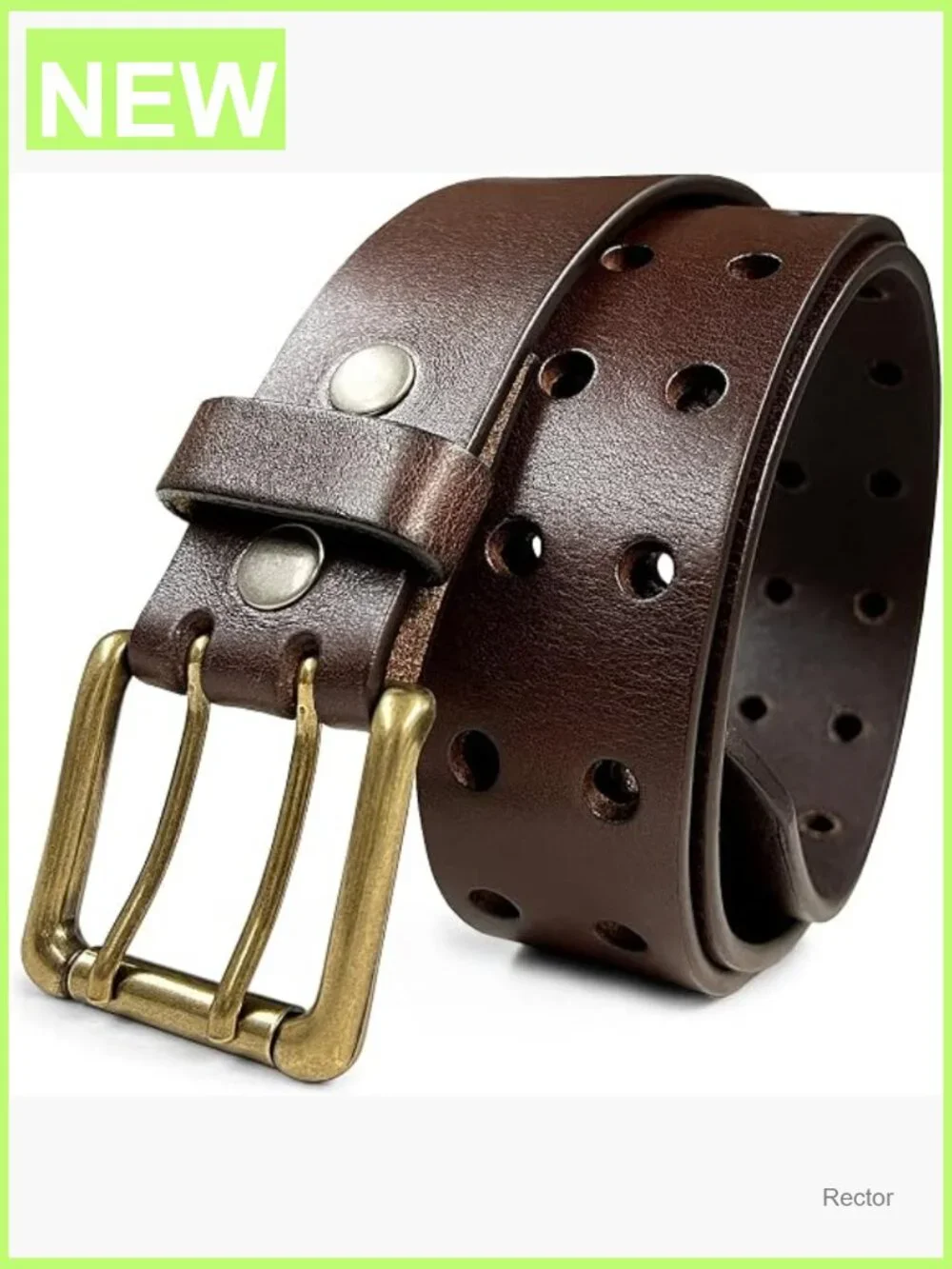 Antique Twin Roller Buckle Vintage 100% Leather Belt 1.5